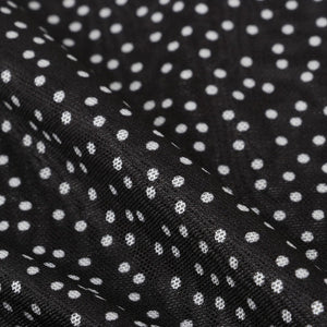 Black And White Polka Dots Pattern Screen Print Net Fabric