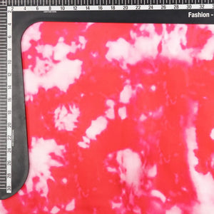 Pinkish Red And White Tie & Dye Pattern Digital Printed Fabric