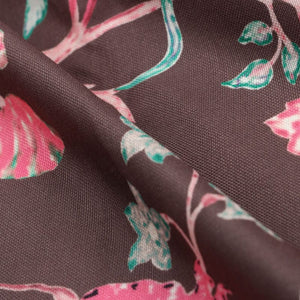 Light Brown And Pink Floral Pattern Digital Print Rayon Fabric