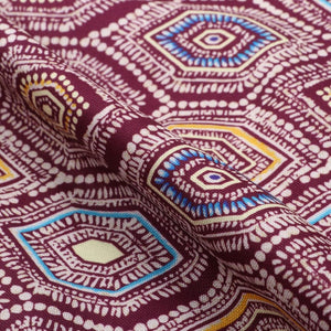 Grape And White Traditional Pattern Digital Print Rayon Fabric