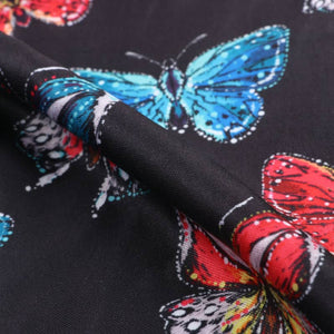 Red And Blue Butterfly Pattern Digital Print Rayon Fabric