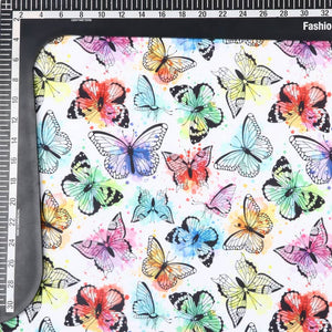 Multi Color Butterfly Pattern Digital Print Rayon Fabric