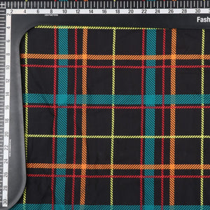 Multi Color Plaid Checks Pattern Digital Print Rayon Fabric