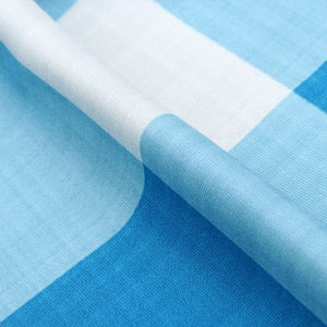 Sky Blue And White Checks Pattern Digital Print Rayon Fabric