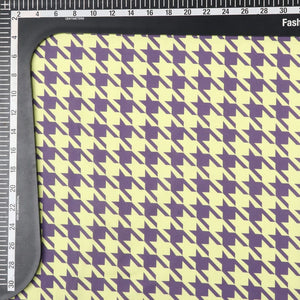 Light Yellow And Eggplant Houndstooth Pattern Digital Print Rayon Fabric