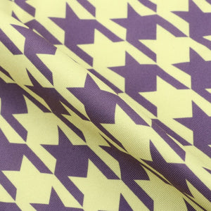 Light Yellow And Eggplant Houndstooth Pattern Digital Print Rayon Fabric