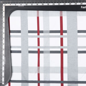 Light Grey And White Checks Pattern Digital Print Rayon Fabric