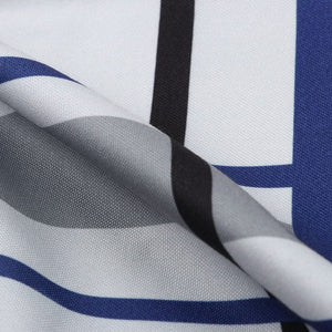 Grey And Navy Blue Checks Pattern Digital Print Rayon Fabric