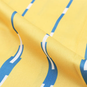 Yellow And Blue Ethnic Pattern Digital Print Rayon Fabric