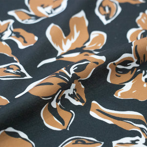 Black And Brown Floral Pattern Digital Print Rayon Fabric