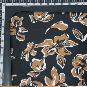 Black And Brown Floral Pattern Digital Print Rayon Fabric