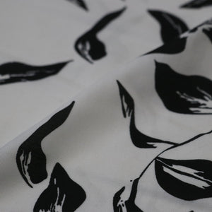 White And Black Floral Digital Print Rayon Fabric