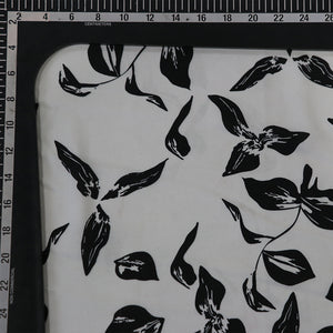 White And Black Floral Digital Print Rayon Fabric