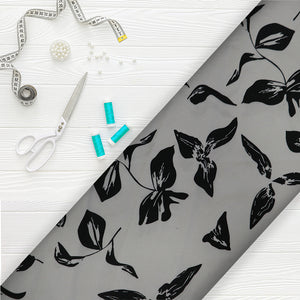 White And Black Floral Digital Print Rayon Fabric
