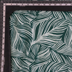 Cambric Dark Green Palm Leaves Digital Print Rayon Fabric