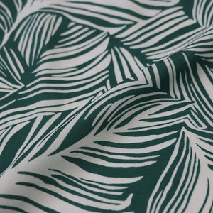 Cambric Dark Green Palm Leaves Digital Print Rayon Fabric