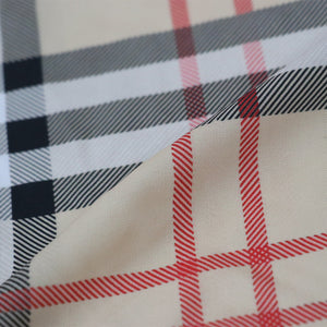 Beige And Black Check Pattern Digital Print Rayon Fabric