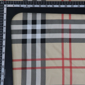 Beige And Black Check Pattern Digital Print Rayon Fabric