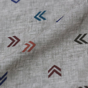 Beige And Multi Color Arrow Pattern Digital Print Rayon Fabric.