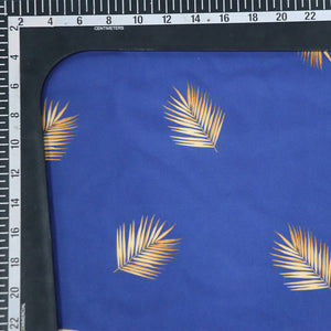 Blue And Yellow Spiky Leaves Print Pattern Digital Print Rayon Fabric.