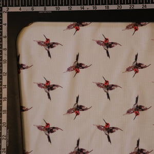 White Kingfisher Bird Pattern Digital Print Rayon Fabric.