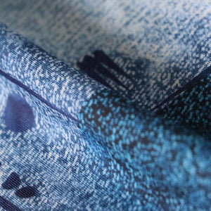 Denim Blue And Dark Blue Color Spotted Pattern Digital Print Rayon Fabric.