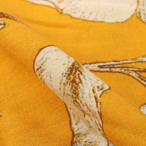 Mustard Yellow And Beige Floral Pattern Screen Print Rayon Fabric