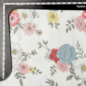 Multi Color Floral Pattern Screen Print Rayon Dobby Fabric