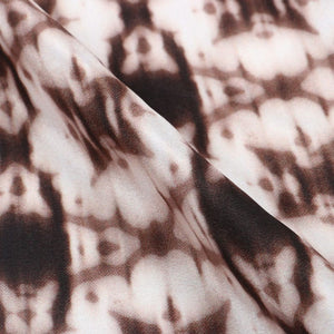 Brown And White Chevron Pattern Digital Print Silk Crepe Fabric