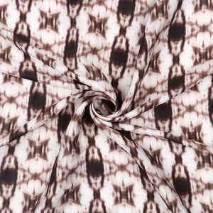Brown And White Chevron Pattern Digital Print Silk Crepe Fabric