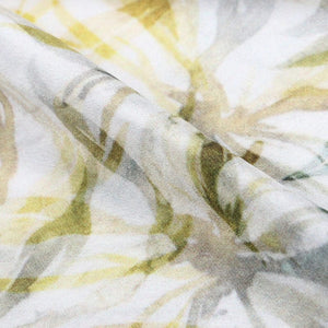 Grey And Yellow Floral Pattern Digital Print Silk Crepe Fabric