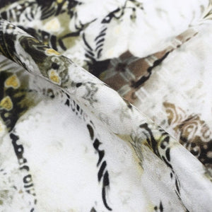 White And Yellow Abstract Pattern Digital Print Silk Crepe Fabric