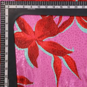 Pink And Red Floral  Pattern Digital Print Satin Jacquard  Fabric