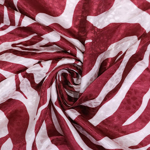 White And Red Animal Pattern Digital Print Satin Jacquard  Fabric (Bulk)