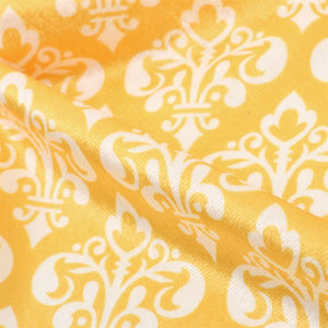 Yellow And White Trellis Pattern Digital Print Velvet Fabric