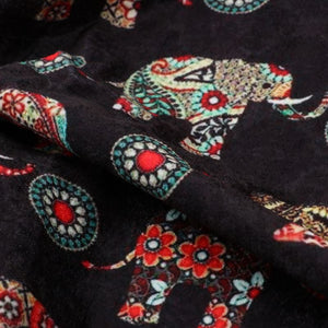 Black And Red Traditional Pattern Digital Print Velvet Fabric