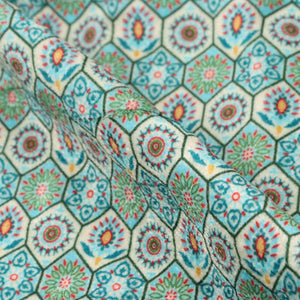 Multi Color Trellis Pattern Digital Print Velvet Fabric