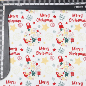 White And Red Christmas Pattern Digital Print Velvet Fabric