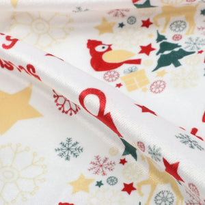 White And Red Christmas Pattern Digital Print Velvet Fabric