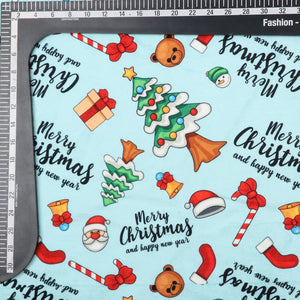 Multi Color Christmas Pattern Digital Print Velvet Fabric