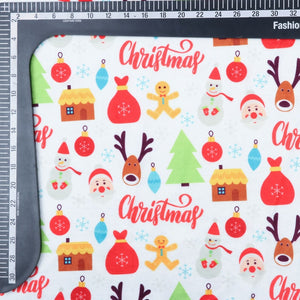 White And Red Christmas Pattern Digital Print Velvet Fabric