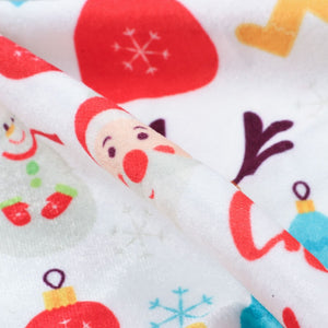 White And Red Christmas Pattern Digital Print Velvet Fabric