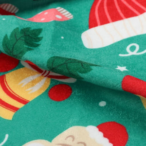 Sea Green And Red Christmas Pattern Digital Print Velvet Fabric