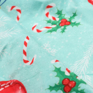 Sky Blue And Red Christmas Pattern Digital Print Velvet Fabric