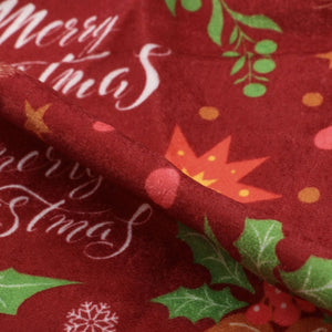 Maroon And Green Christmas Pattern Digital Print Velvet Fabric