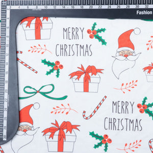 White And Red Christmas Pattern Digital Print Velvet Fabric