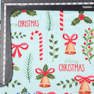 Blue And Red Christmas Pattern Digital Print Velvet Fabric