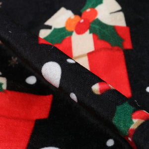 Black And Red Christmas Pattern Digital Print Velvet Fabric