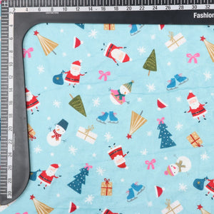 Multi Color Christmas Pattern Digital Print Velvet Fabric