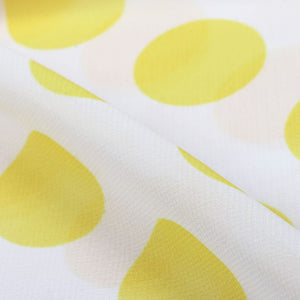 White And Yellow Polka Dots Pattern Digital Print Georgette Fabric